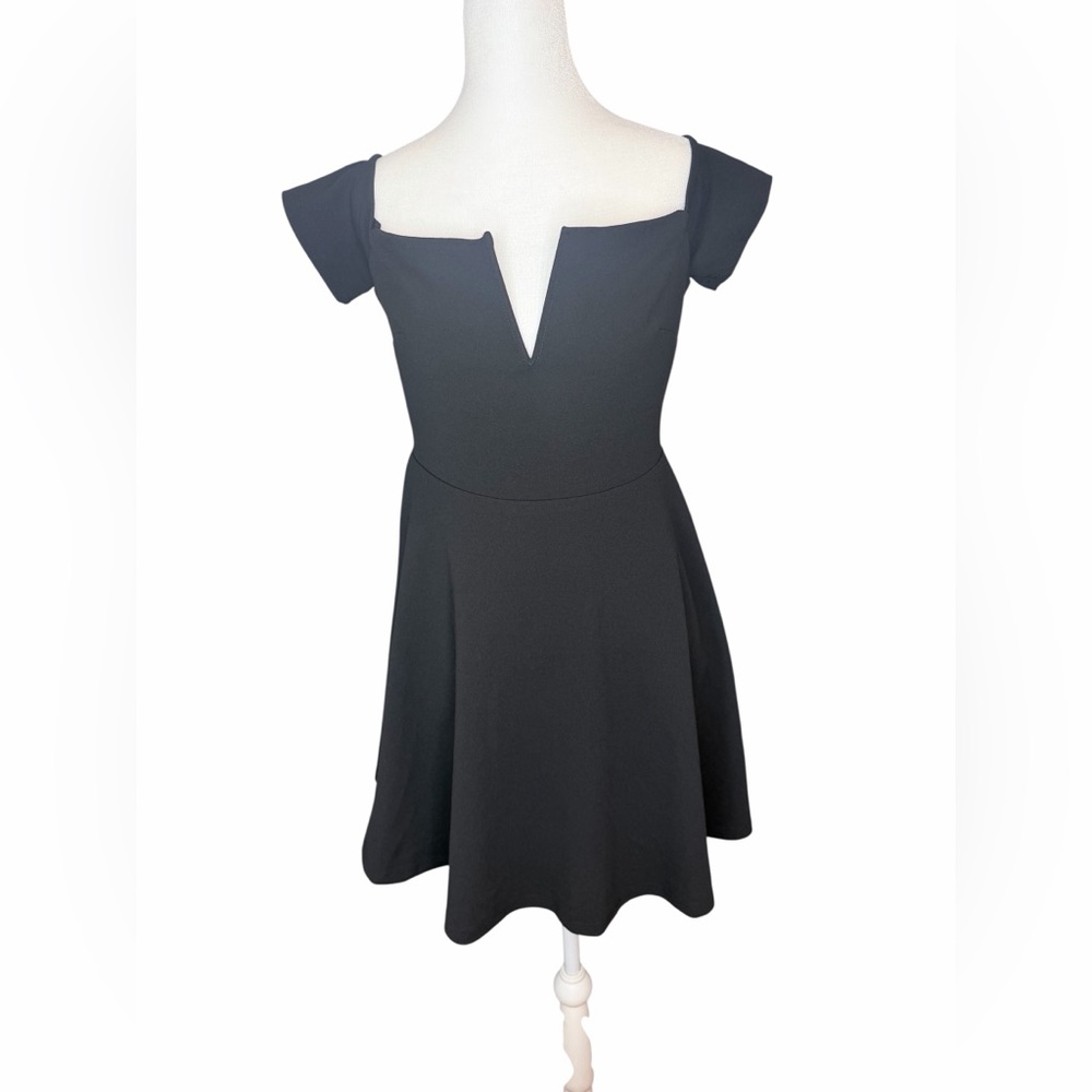 Lulus Play the Party Black Off-the-Shoulder Skater Dress! - Picture 3 of 6